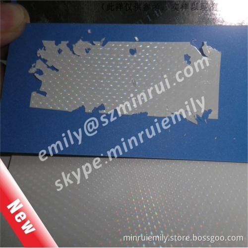 New Minrui White Small Dots Holographic Destructible Vinyl Material,security 3d White Dots Hologram Destructive Vinyl 